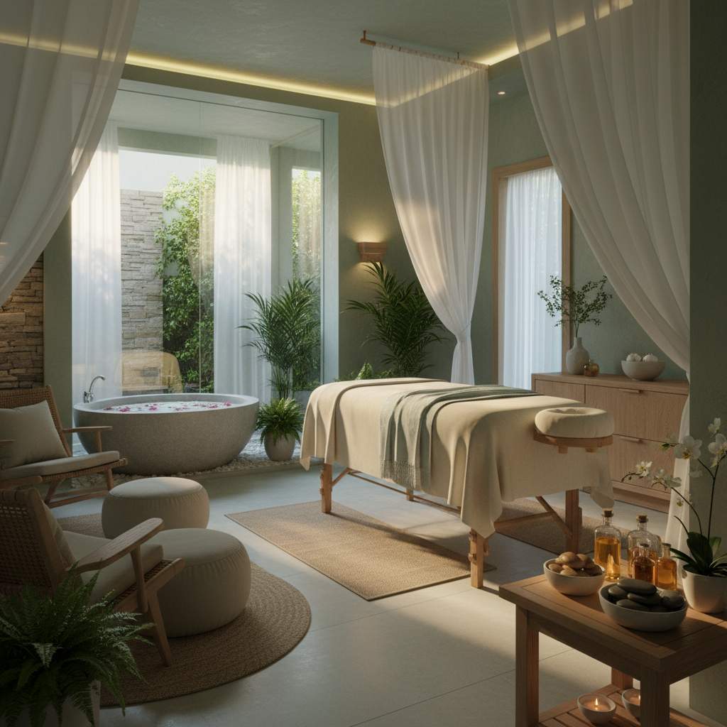 Rahatlatıcı bir masaj salonu ortamı