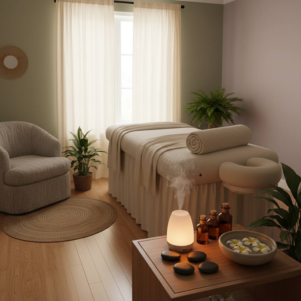 Rahatlatıcı masaj terapisi odası