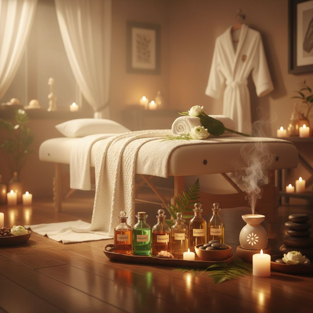 Rahatlatıcı bir aromaterapi masajı ortamı