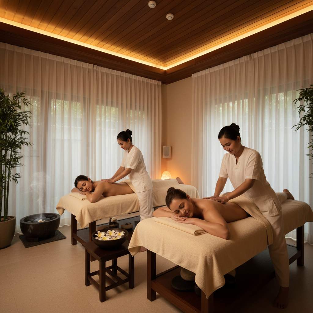 Rahatlatıcı bir masaj ortamında çiftler.