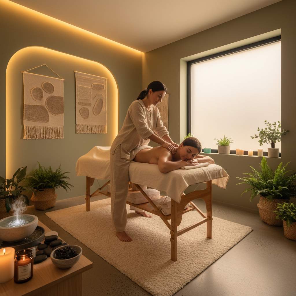 Rahat bir ev ortamında masaj seansı