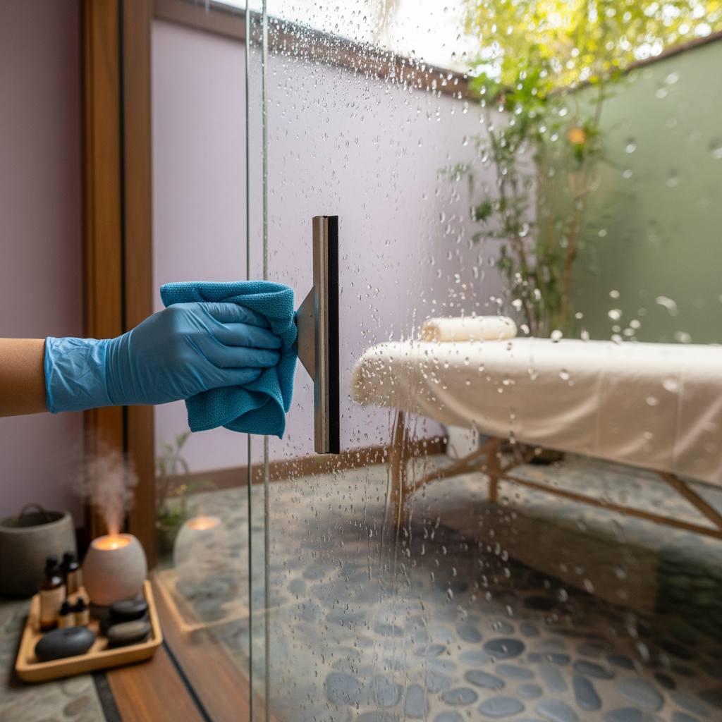 Rahatlatıcı bir masaj salonu iç mekan görüntüsü.