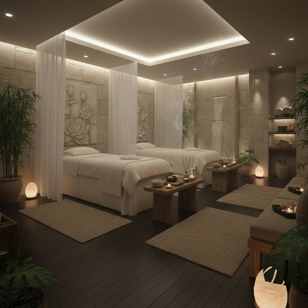 Lüks masaj salonu iç mekan görünümü