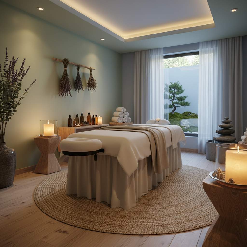 Rahatlatıcı bir masaj terapisi odası