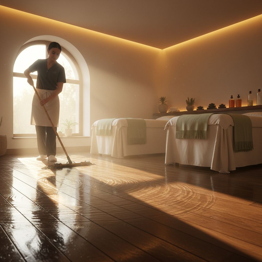 Rahatlatıcı bir masaj salonu iç mekan görüntüsü.