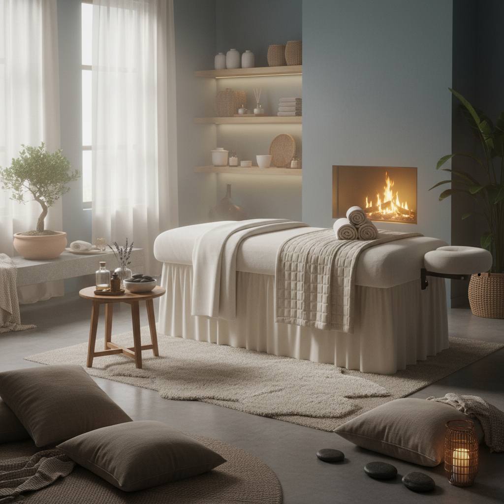 Rahatlatıcı bir masaj salonu görüntüsü