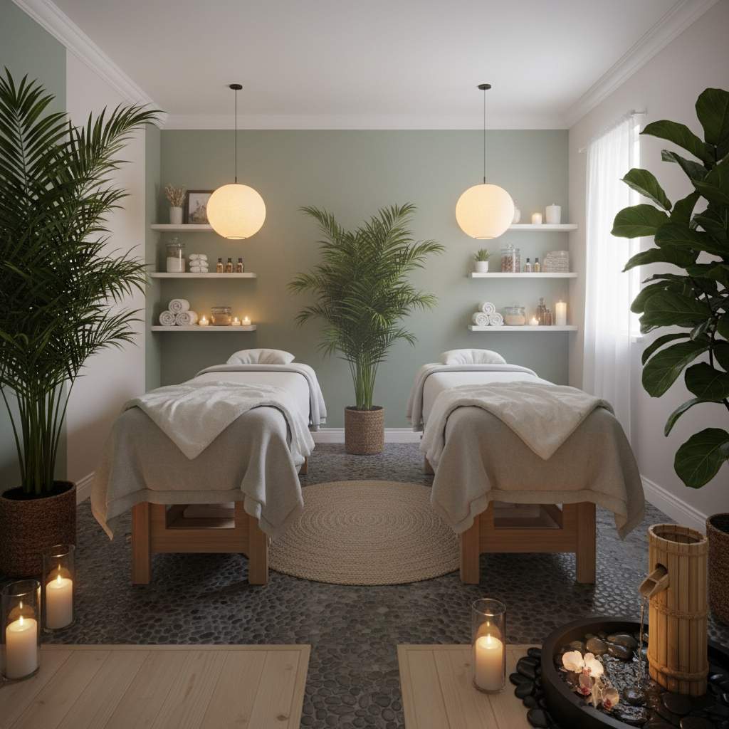 Rahatlatıcı masaj salonu iç mekanı