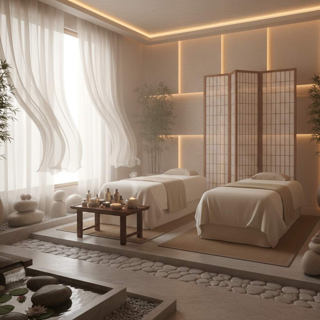 Rahat bir masaj salonu iç mekan görüntüsü