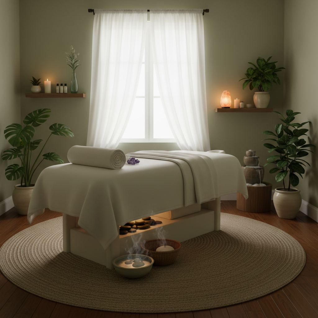 Rahat bir masaj odası iç mekan görüntüsü