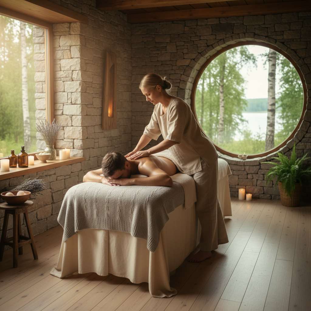 Rahatlatıcı bir İsveç masajı sahnesi.