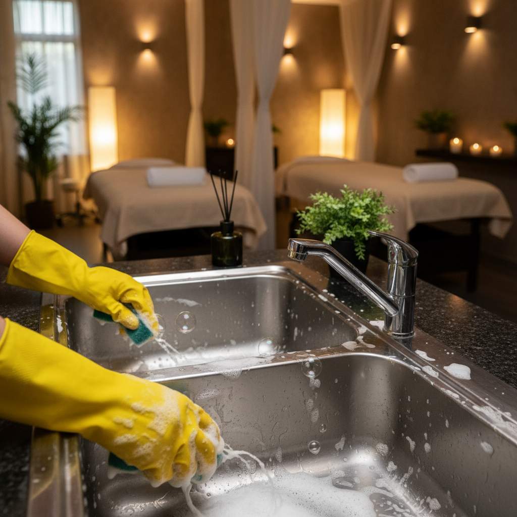 Rahatlatıcı bir masaj salonu iç mekan görünümü