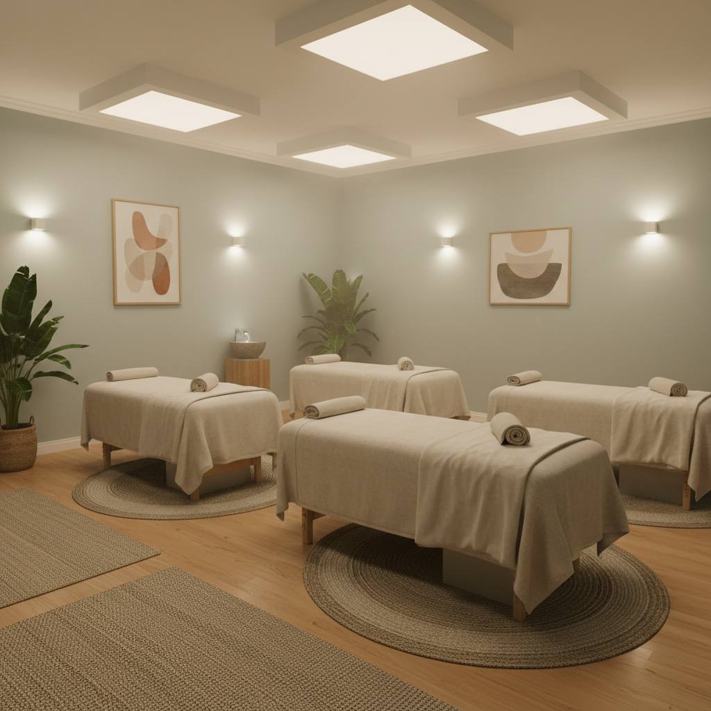 Rahatlatıcı bir masaj salonu iç mekan fotoğrafı