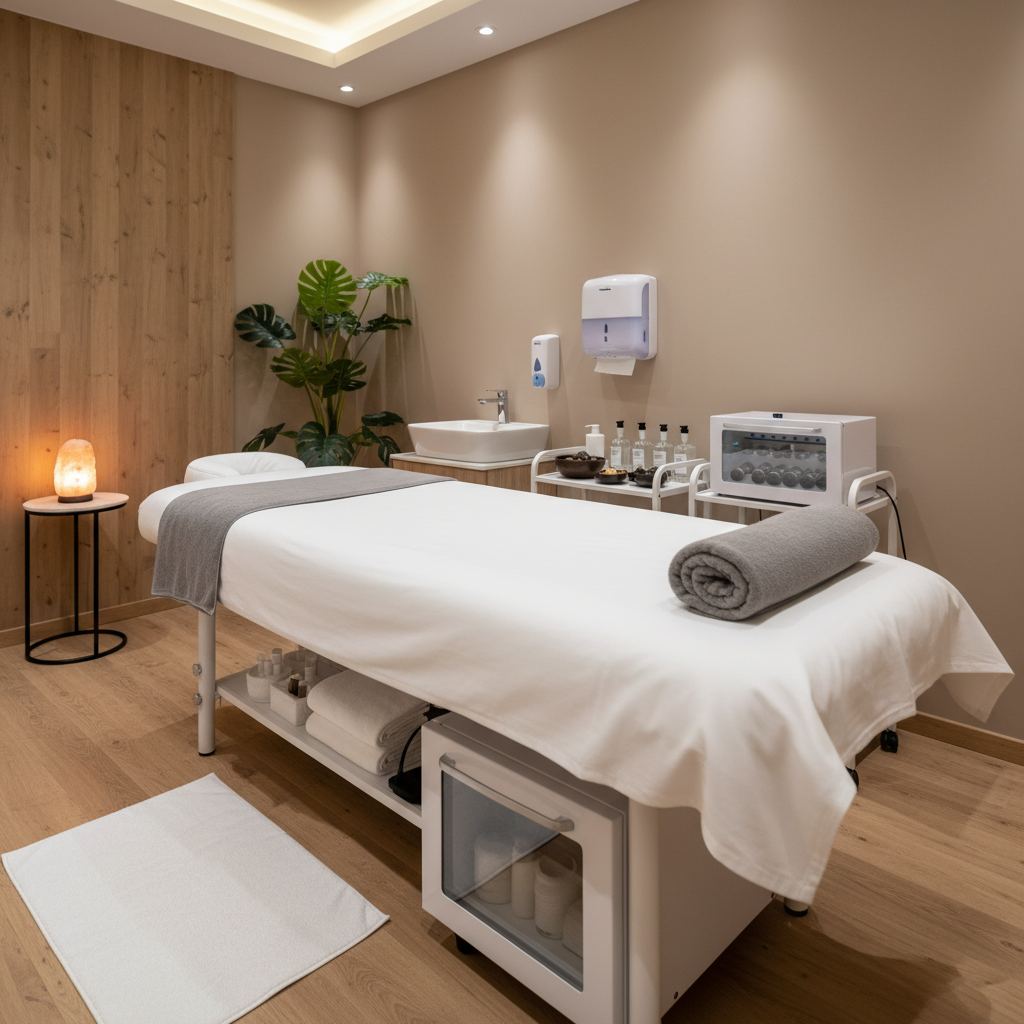Temiz ve hijyenik bir masaj salonu