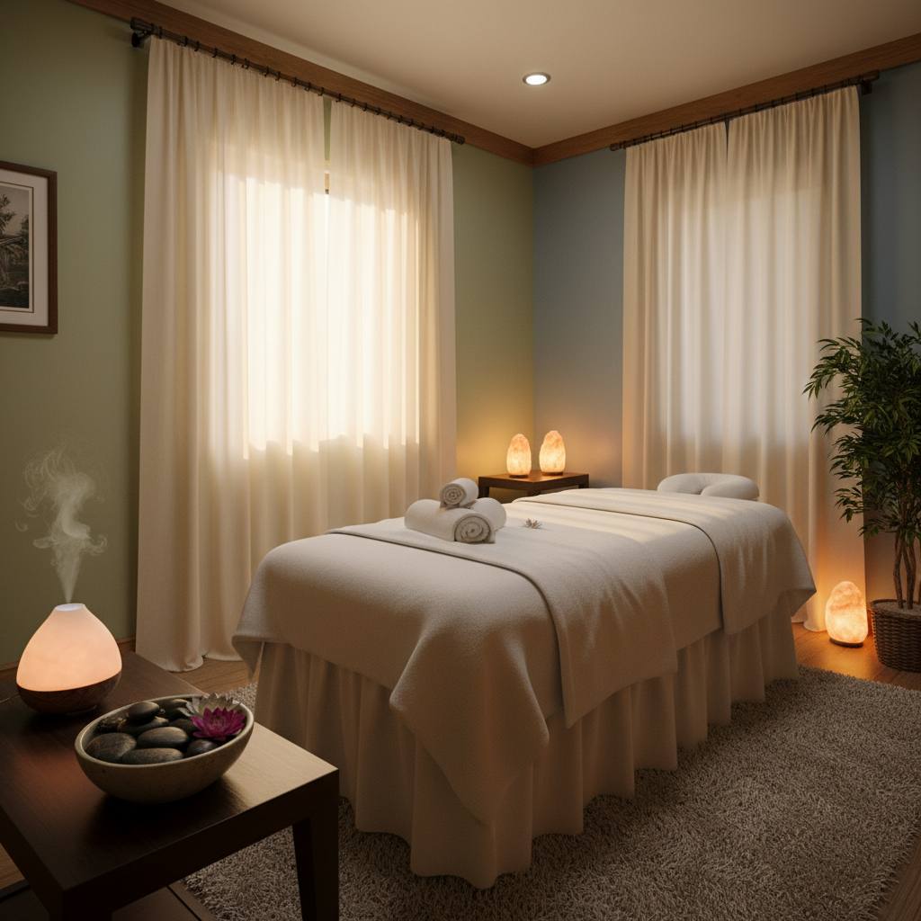 Sakin bir masaj terapisi odası