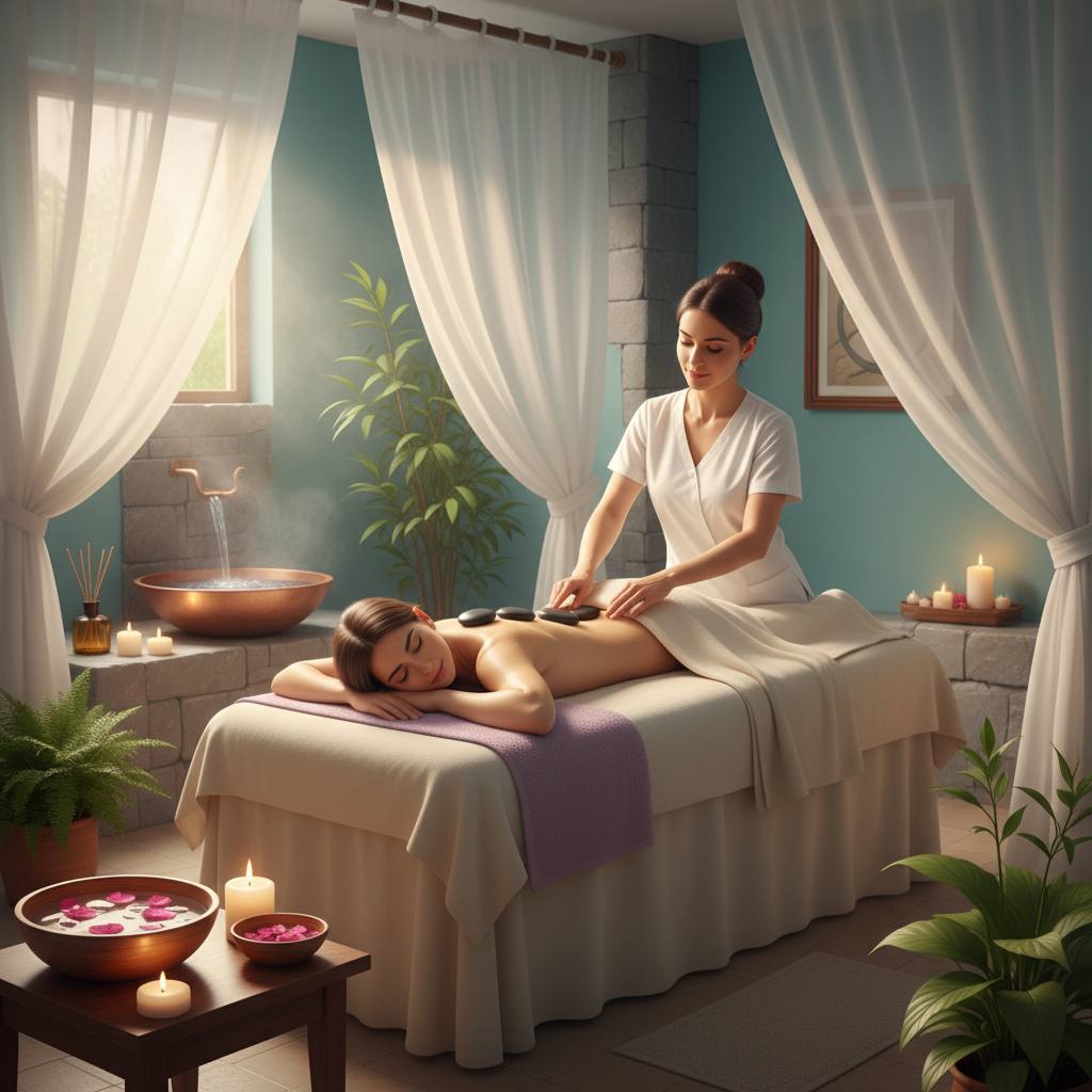 Kırklareli'deki bir masaj salonunda huzur veren bir ortam.