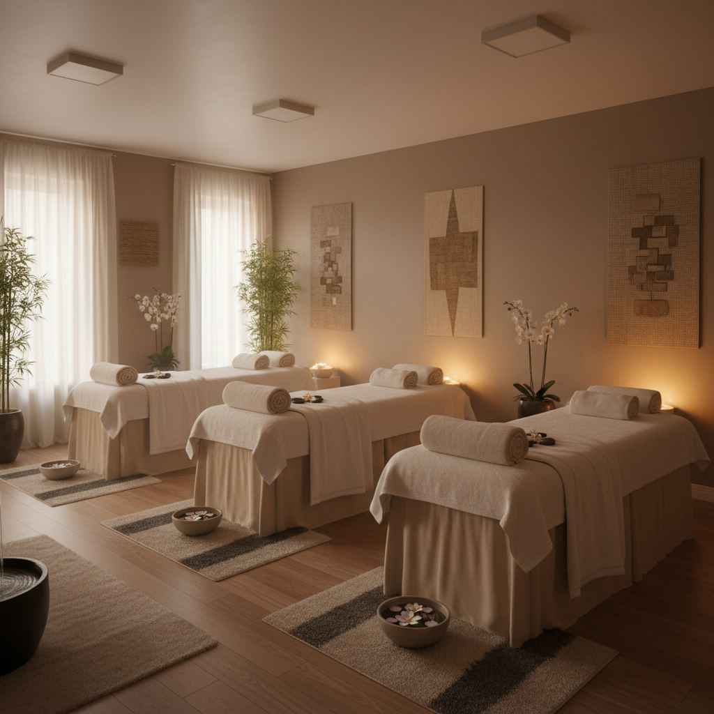Rahat bir masaj salonu iç mekanı