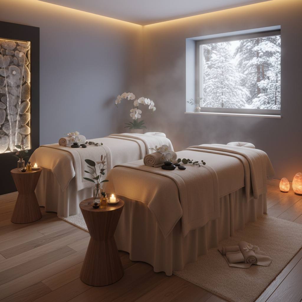 Sakin bir masaj salonu iç mekan görüntüsü