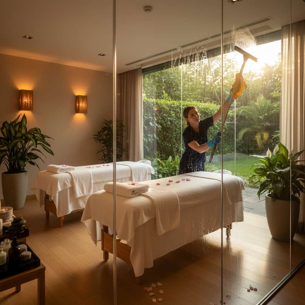 Sakin bir masaj salonu iç mekan görüntüsü