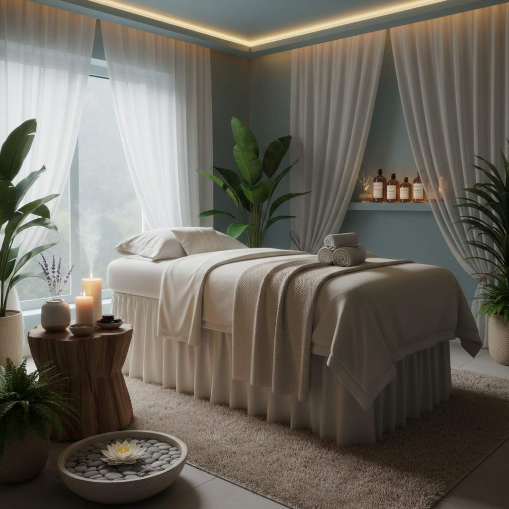 Rahatlatıcı bir masaj salonu ortamı