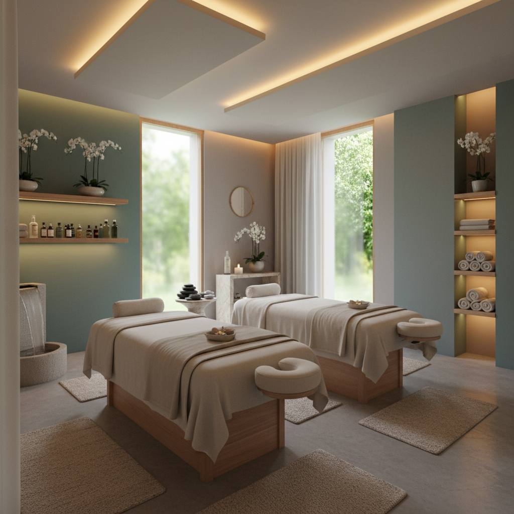 Rahatlatıcı bir masaj salonu ortamı