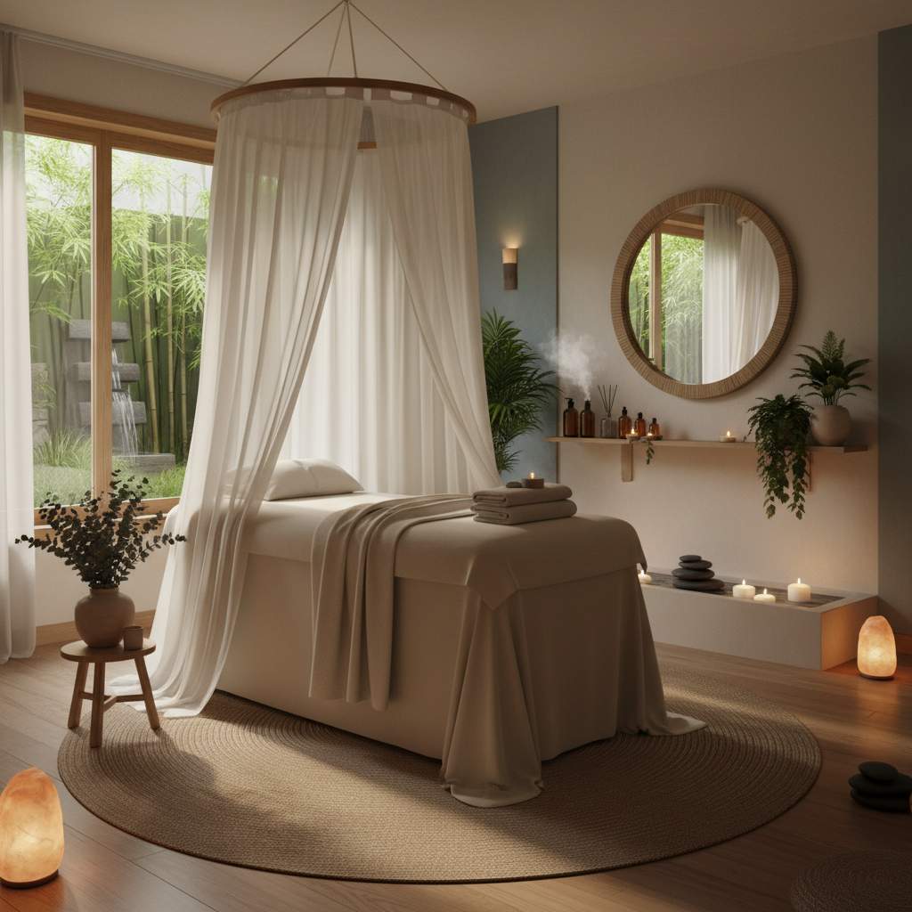 Rahat bir masaj salonu atmosferi
