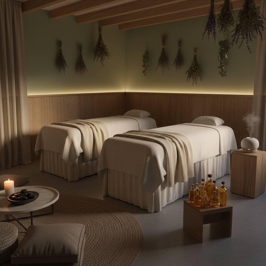 Rahatlatıcı bir masaj salonu içi