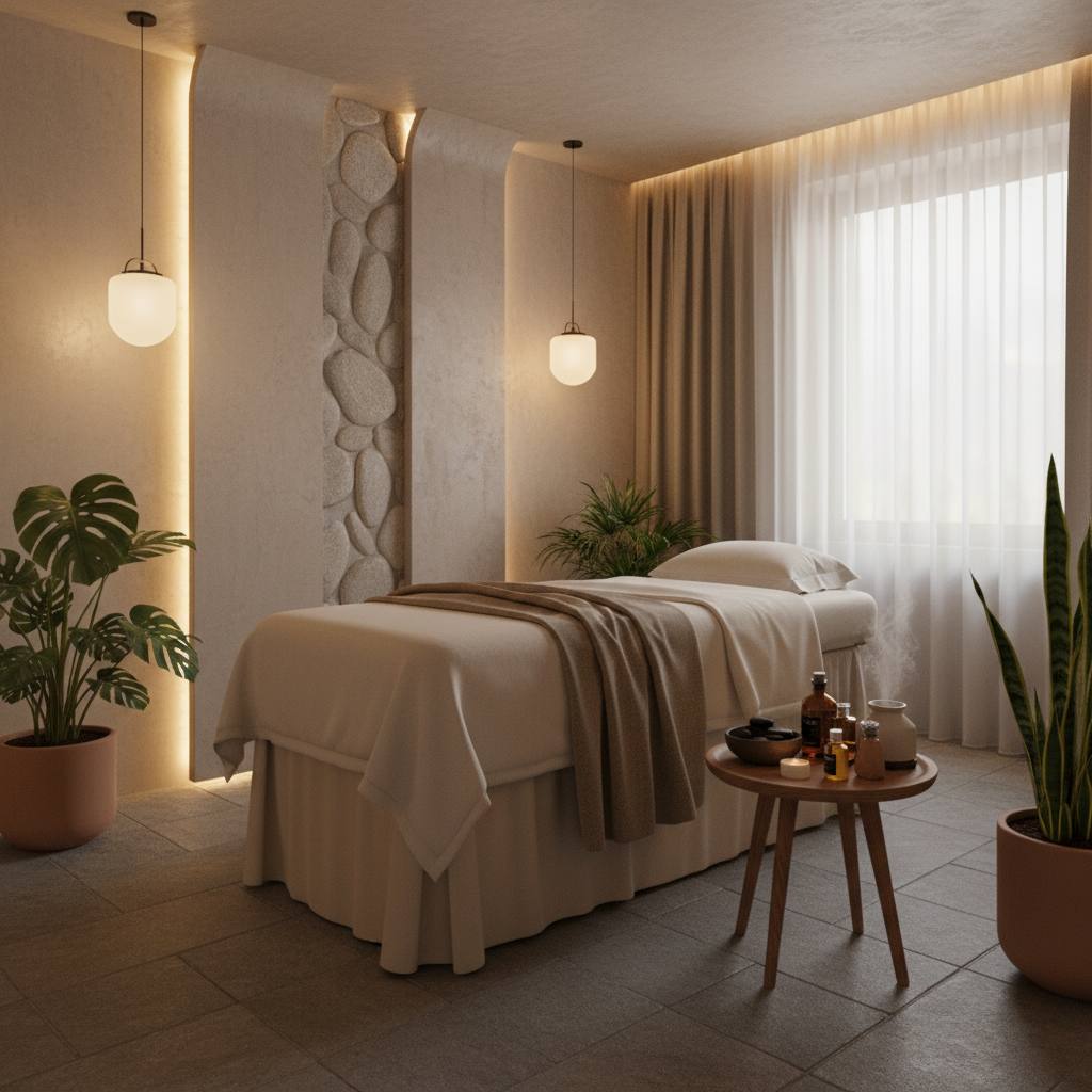 Rahatlamayı sağlayan modern bir masaj odası