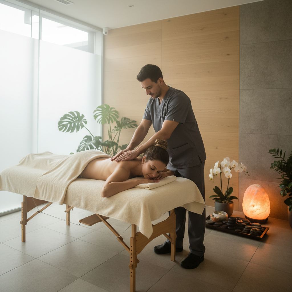 Modern masaj terapisi ortamı