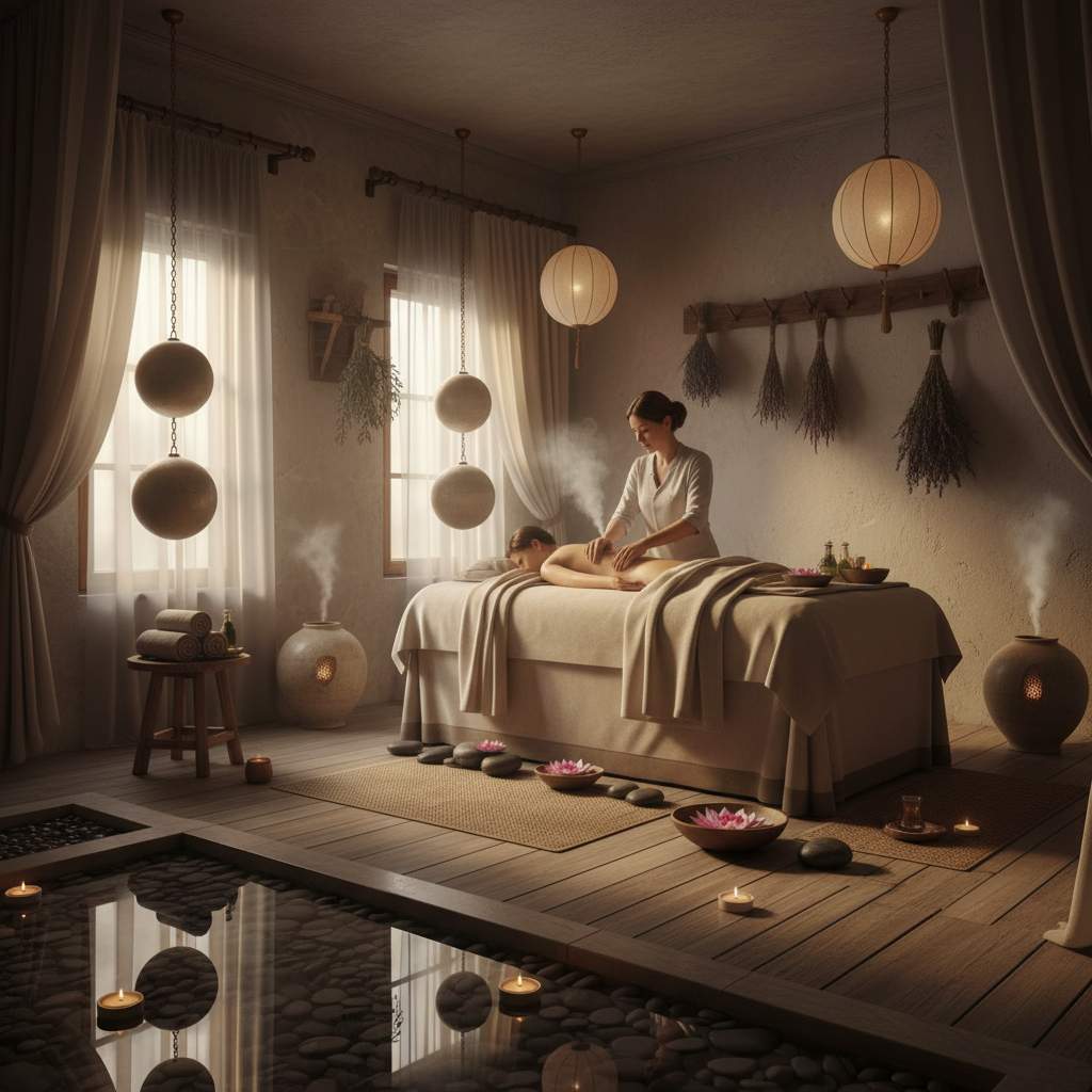 Rahatlama yöntemleri için sakin bir spa ortamı