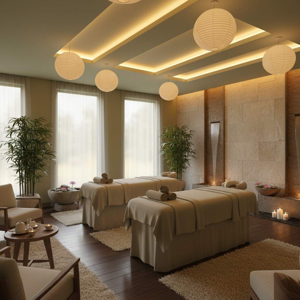 Rahatlatıcı spa merkezi iç mekânı