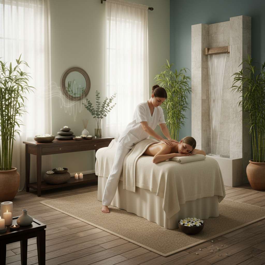 Serin bir spa ortamında masaj terapisi