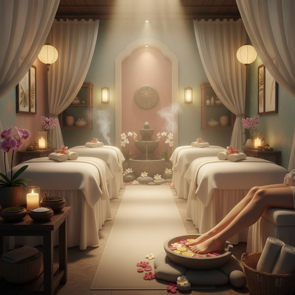Huzurlu bir spa ve masaj ortamı