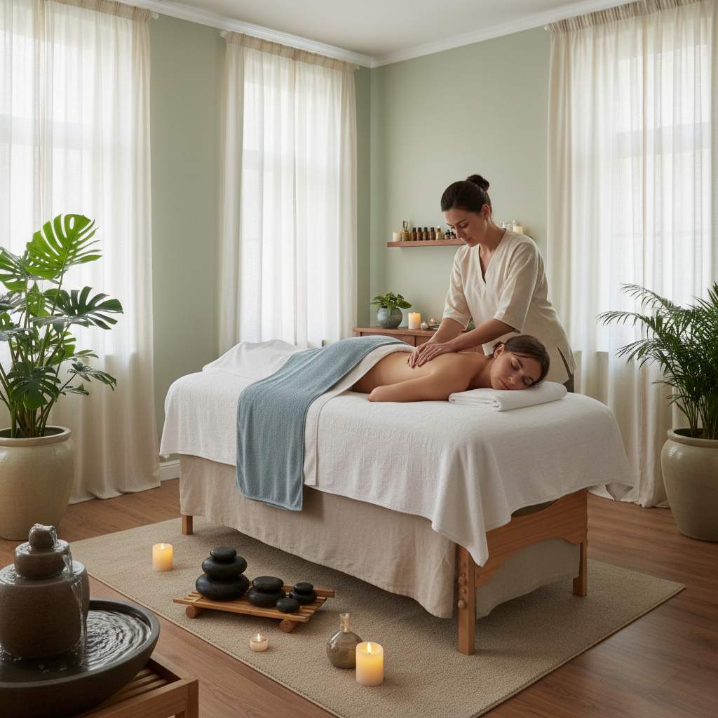 Rahatlatıcı bir spa ortamında masaj uygulaması