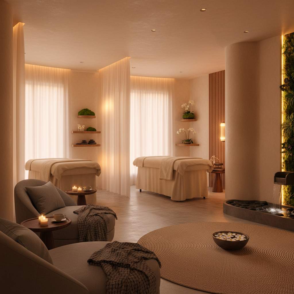 Rahatlatıcı bir spa iç mekan görüntüsü.