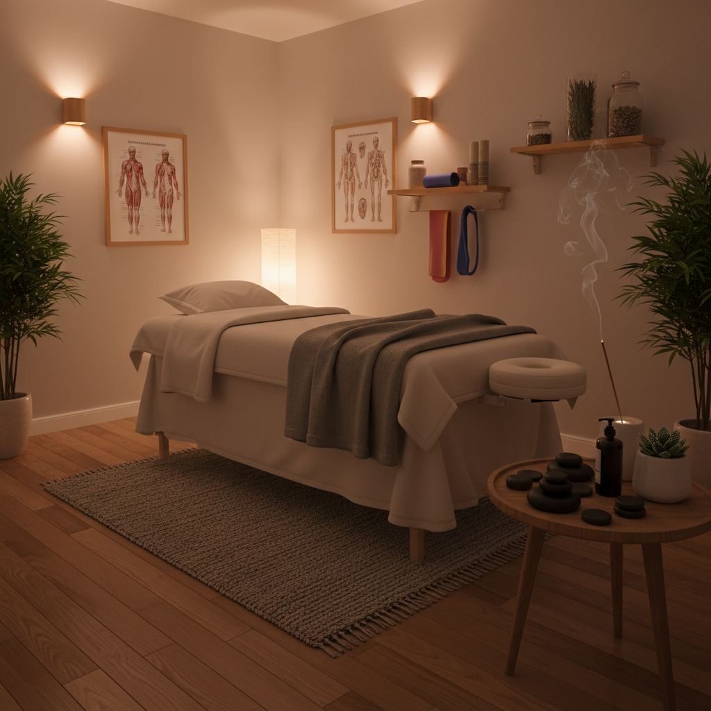 Sakin bir masaj terapisi odası