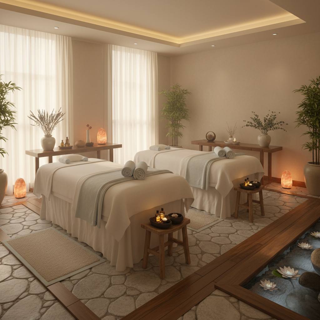 Rahatlatıcı bir masaj salonu ortamı