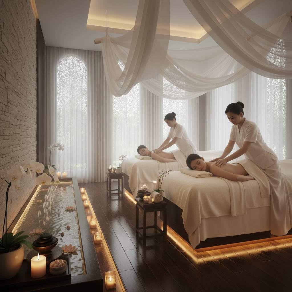 Lüks bir masaj salonu ortamı